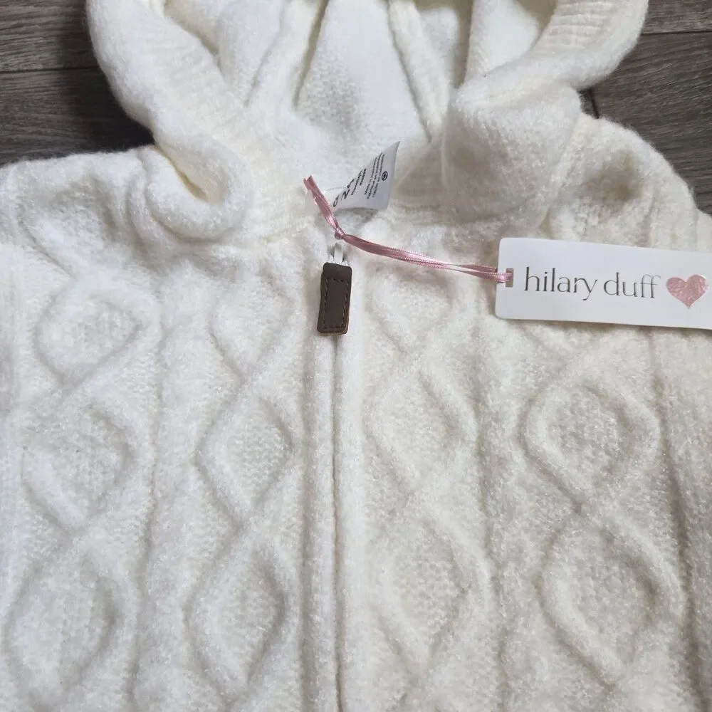 ​Carters Hilary Duff 24M Ivory Cable Knit Hooded Romper Jumpsuit One Piece NWT